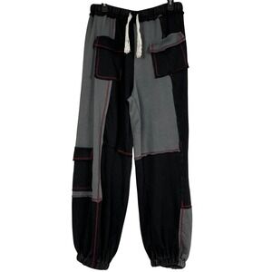 Patchwork Cargo Jogger Pants Womens XL Lagenlook Avant Garde Mixed Media